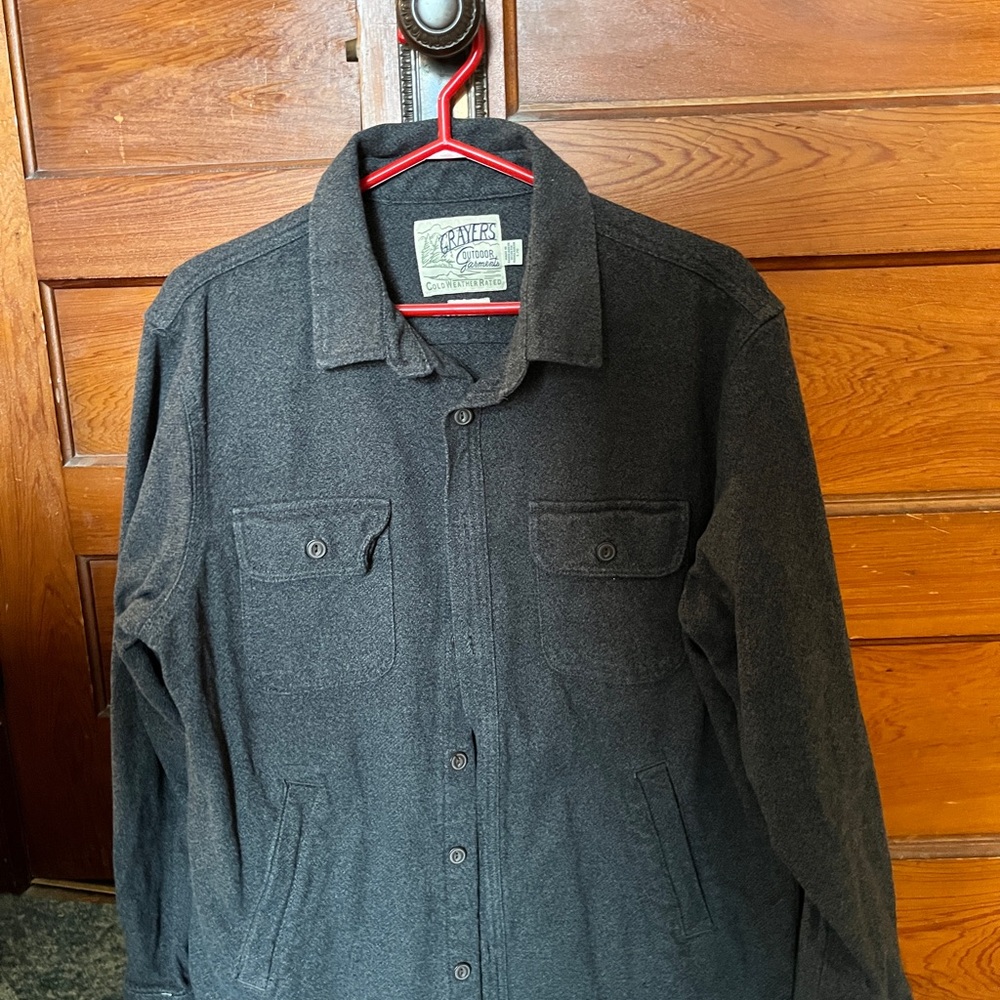 Grayers Charcoal Button-Front Shirt Jacket